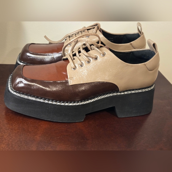 Jeffrey Campbell Tan and Brown Burgundy  Platform Shoes, Size 7.5 - Picture 7 of 14